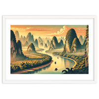 Vintage China, Guilin Karst Mountains Poster