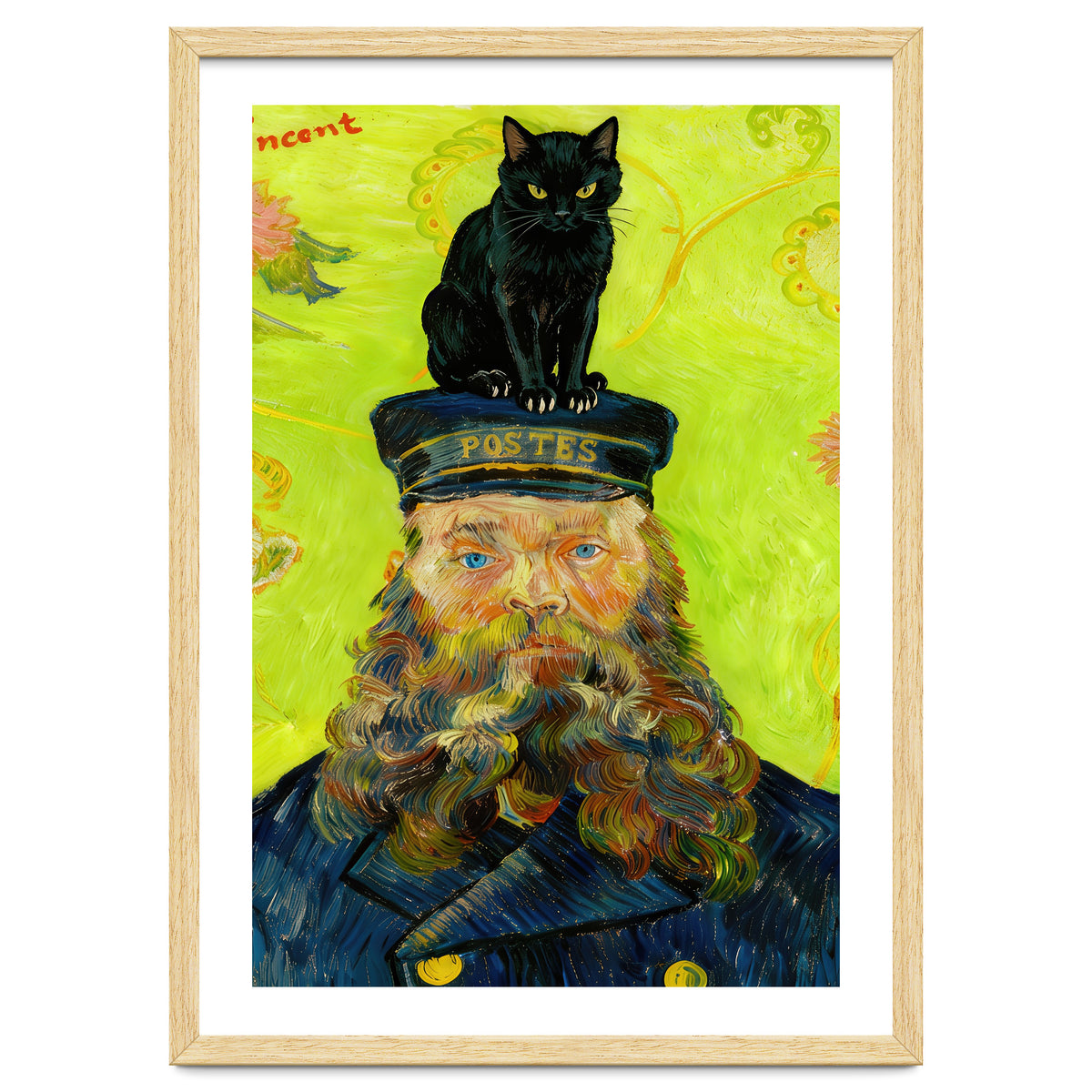 Black Cat on the Postman’s Hat, Van Gogh Inspired Painting