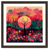 Folk Sunset Forest In Bloom