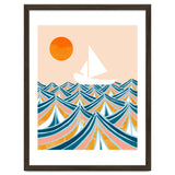 Set Sail, Ocean Boat Sailing Travel, Sea Cruise Summer Waves, Graphic Design Bohemian Modern Eclectic thumbnail