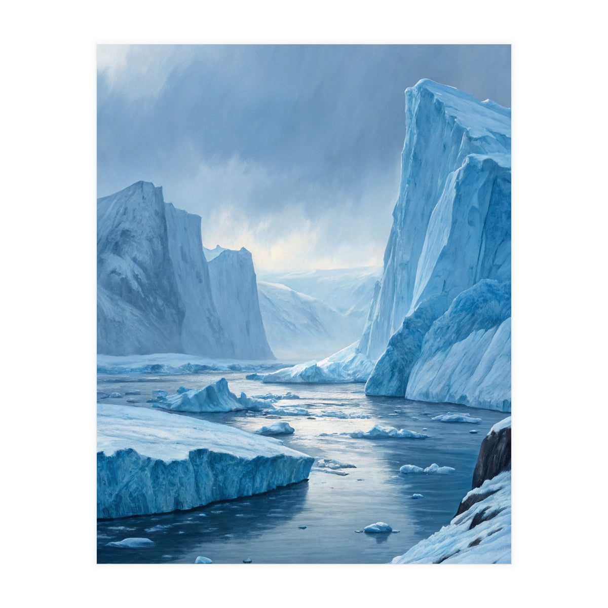 Majestic Arctic Icebergs and Glacial Valley (Print Only)