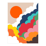 Head In The Clouds, Positivity Nature Sunrise Sunset, Sky Bohemian Comic Retro Eclectic Illustration (Print Only) thumbnail