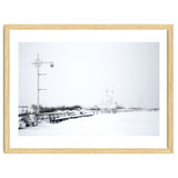 Street light and Bench in Winter snowscape thumbnail