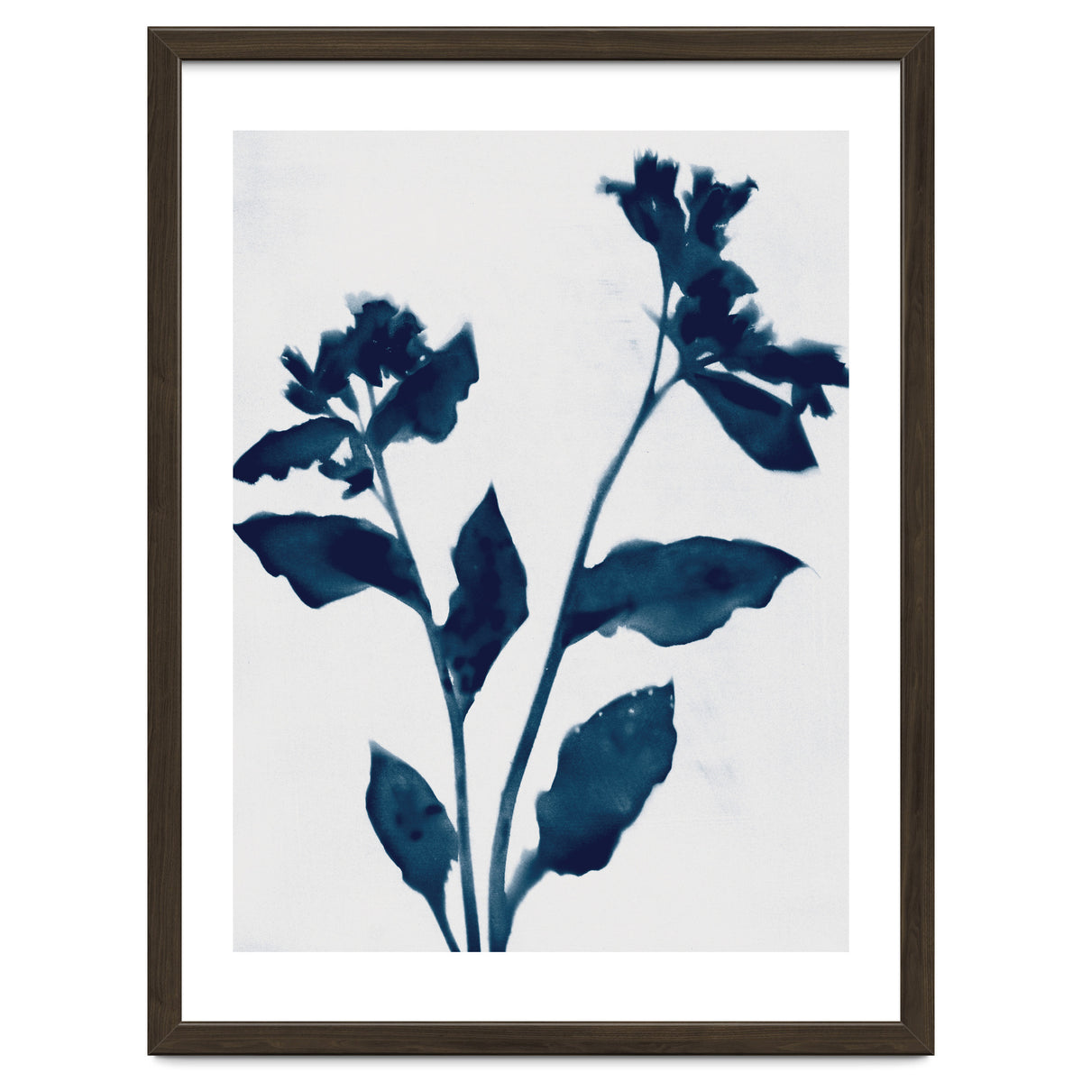 Indigo Blue Flower Silhouette 2