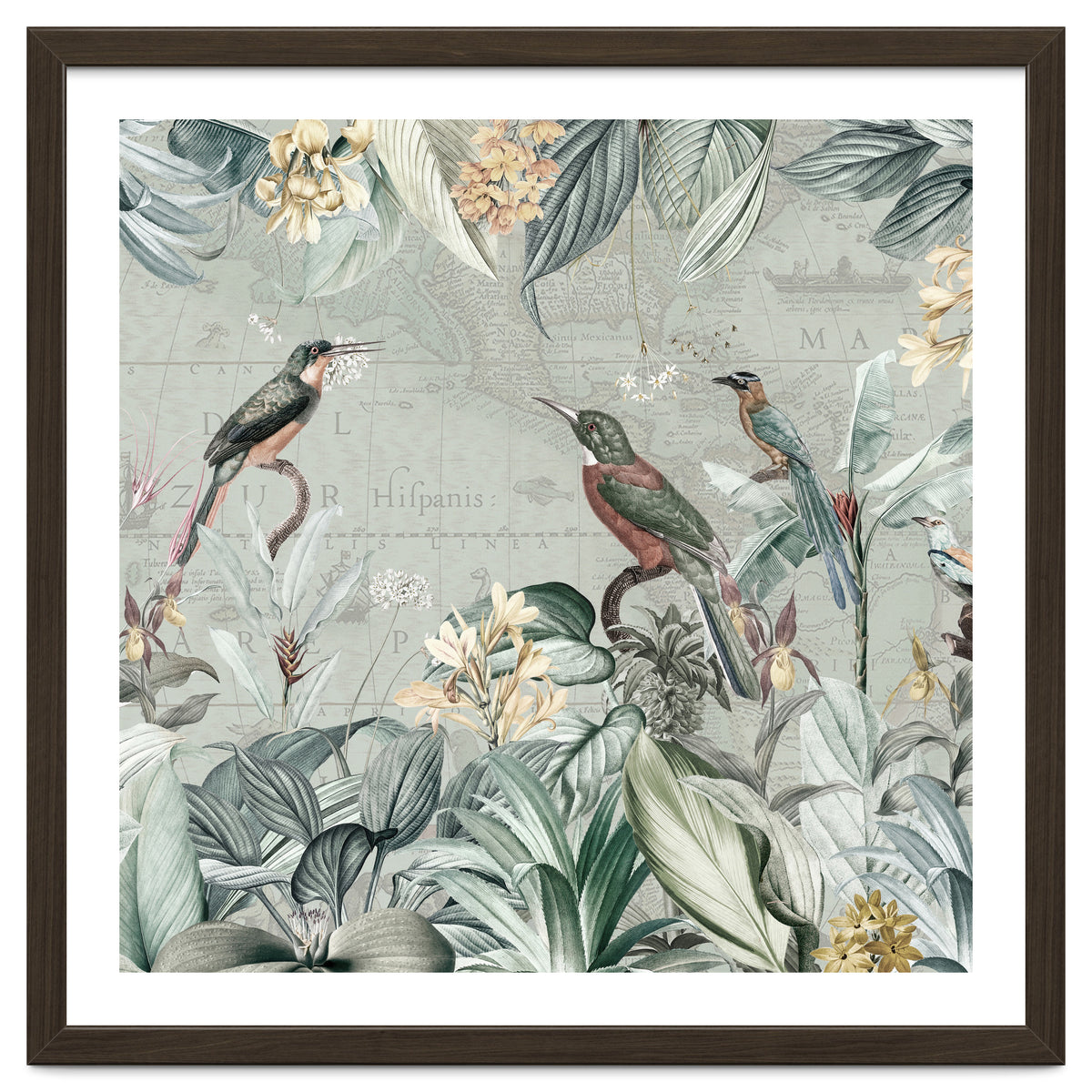 Vintage Exotic Birds Paradise Jungle