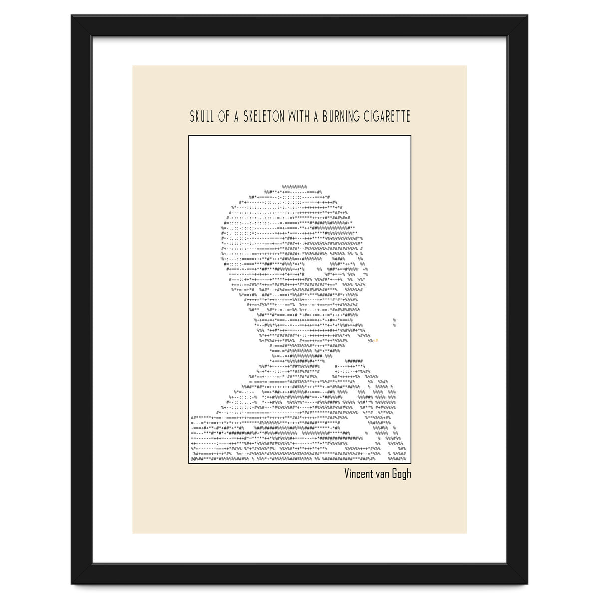 Skull Of A Skeleton With A Burning Cigarette Vincent Van Gogh Ascii Art