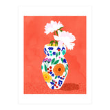 The Flowerpot, Floral Nature Watercolor Painting, Eclectic Bohemian Blossom Plants, Maximalism Contemporary Boho (Print Only) thumbnail