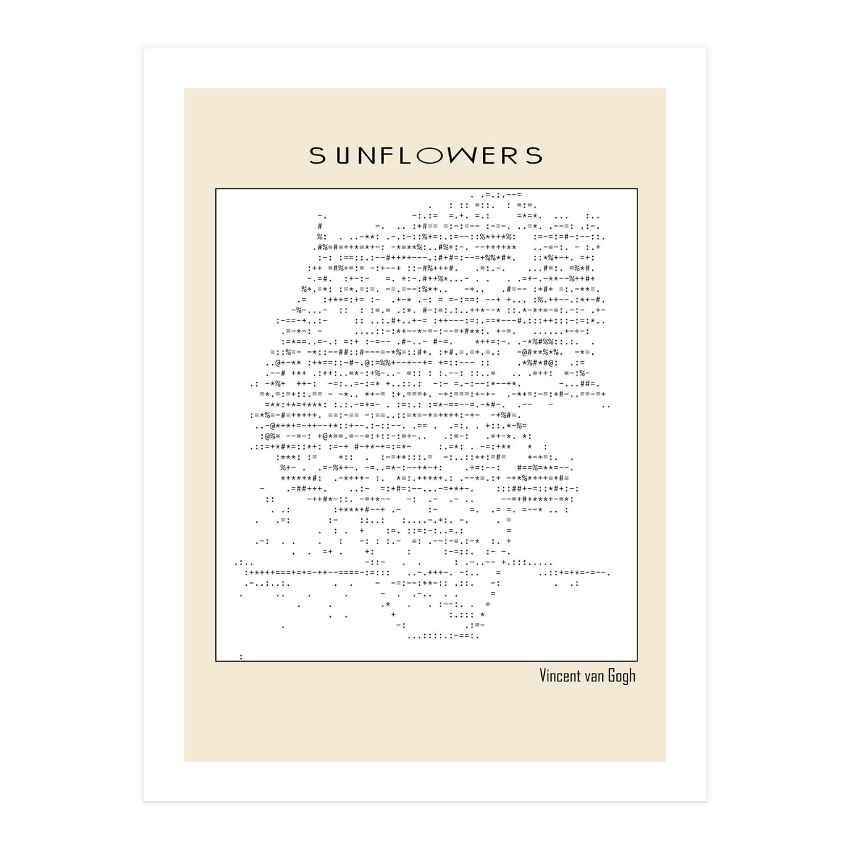Sunflowers – Vincent van Gogh (1888) (ascii art) (Print Only)