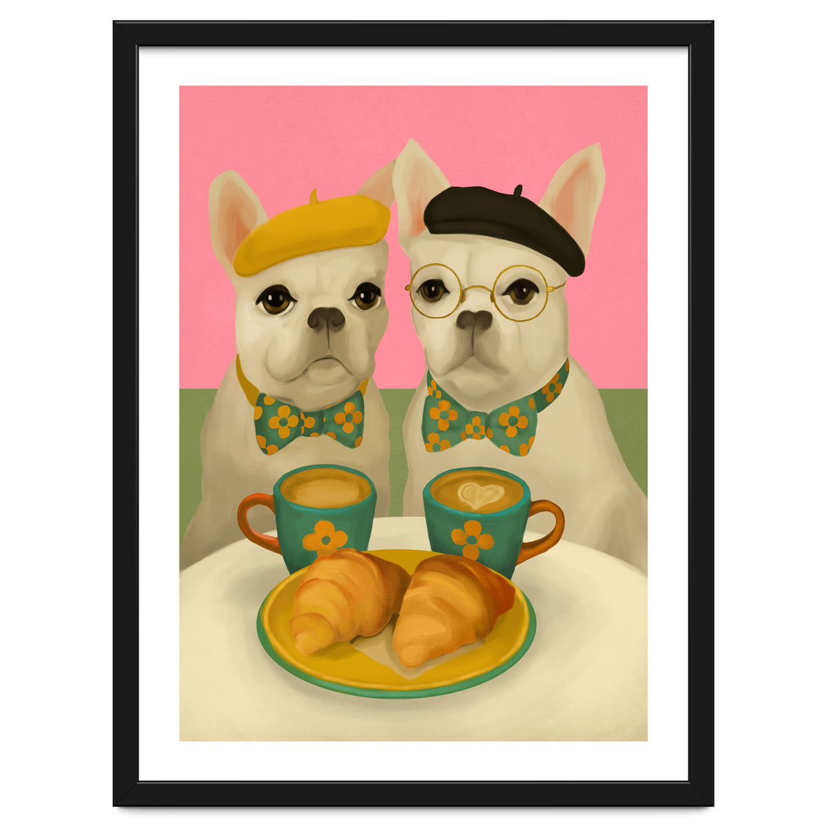 French Bulldogs At Breakfast Café