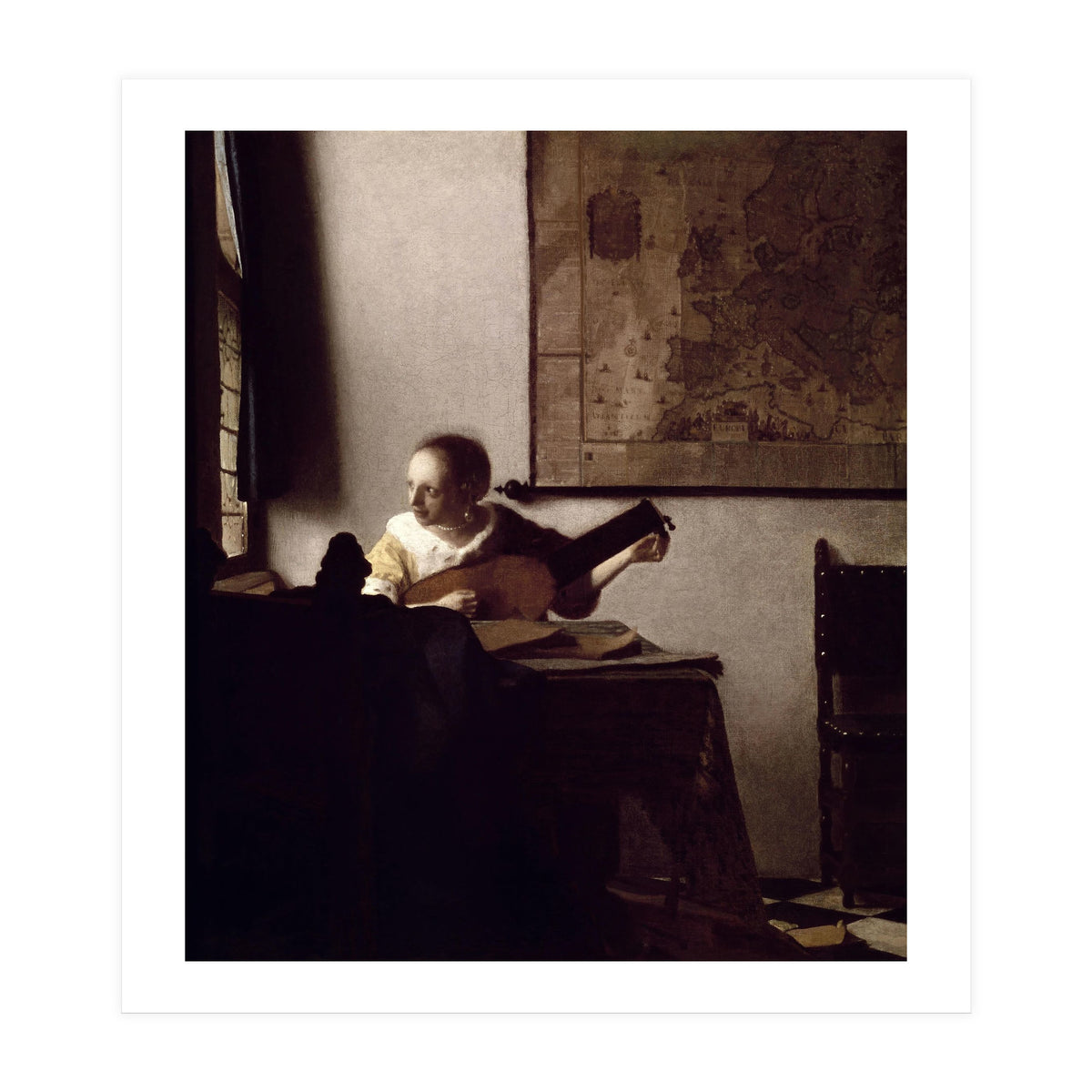 'The Lute Player', 1663-1664, Oil on canvas, 51,4 x 45,7 cm. (Print Only)