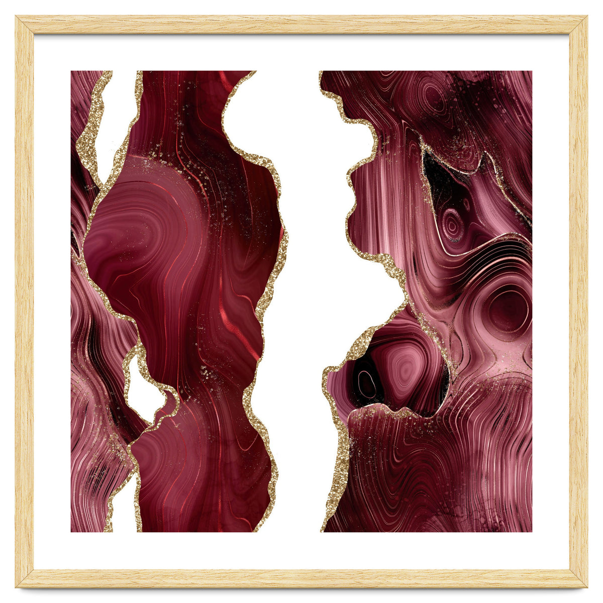 Burgundy & Gold Glitter Agate Texture 05