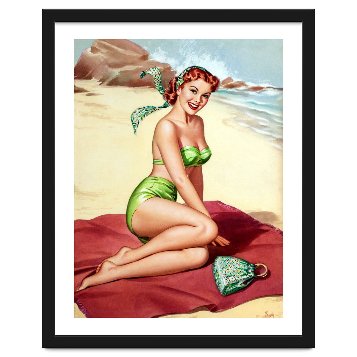 Smiling Pinup Sexy Girl On The Beach