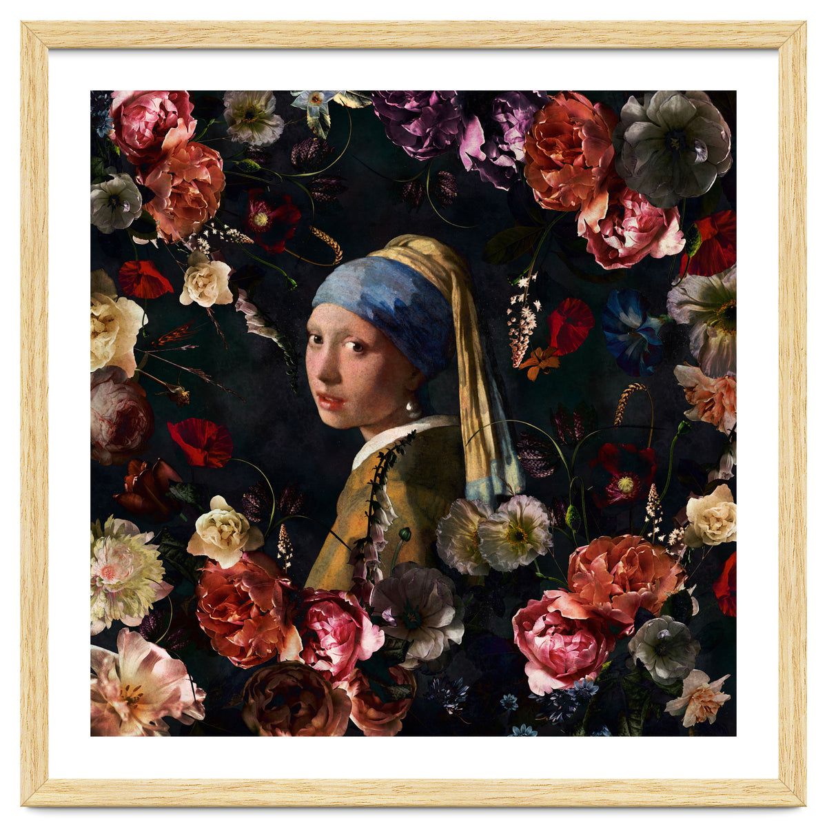 Girl With Pearl Earring And Flowers