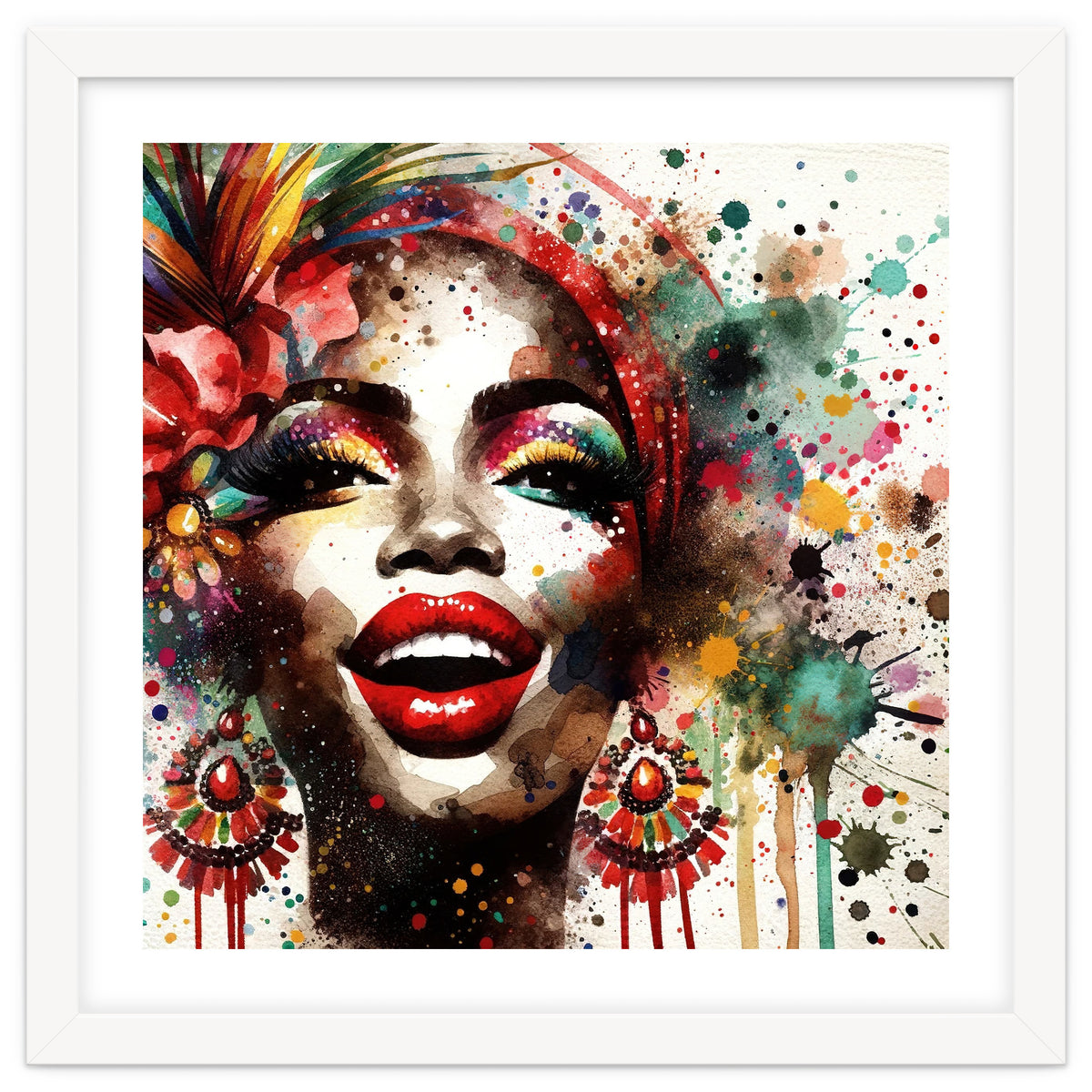 Brazilian Carnival Watercolor Portrait