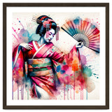 Vibrant Geisha With Rainbow Hand Fan thumbnail