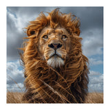 Majestic Lion Portrait Windblown Mane Outdoors (Print Only) thumbnail