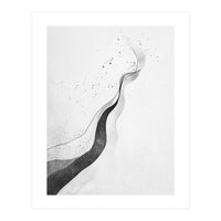 Abstract Black And White Ink Flowing Lines With Splatter (Print Only)