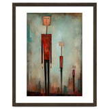 CITY HEIGHTS, three human-like forms of differing heights loom over the city below. thumbnail