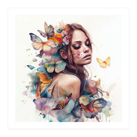 Butterfly Muse Watercolor Portrait (Print Only)