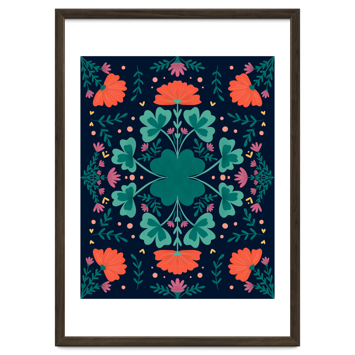 Clovers And Flowers Teal and Orange