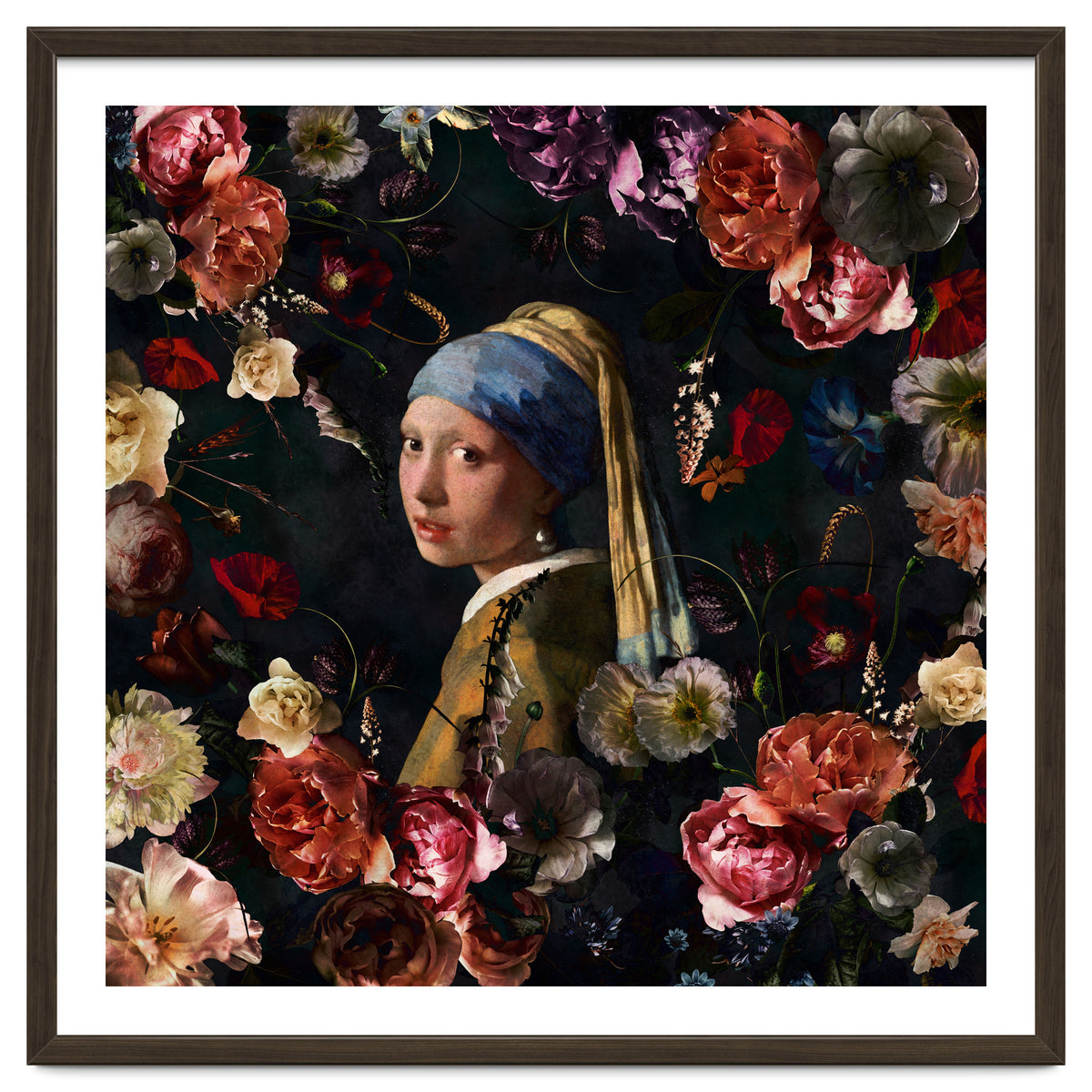 Girl With Pearl Earring And Flowers