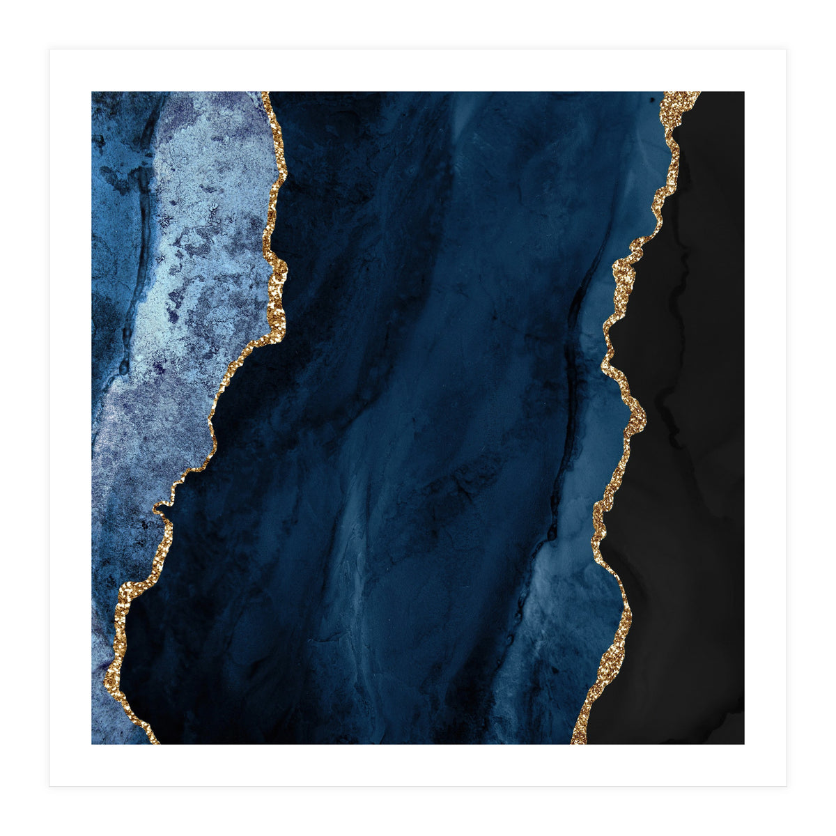Navy & Gold Agate Texture 01  (Print Only)