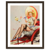 Pinup Girl In Rickshaw Experiencing Sudden Wind thumbnail