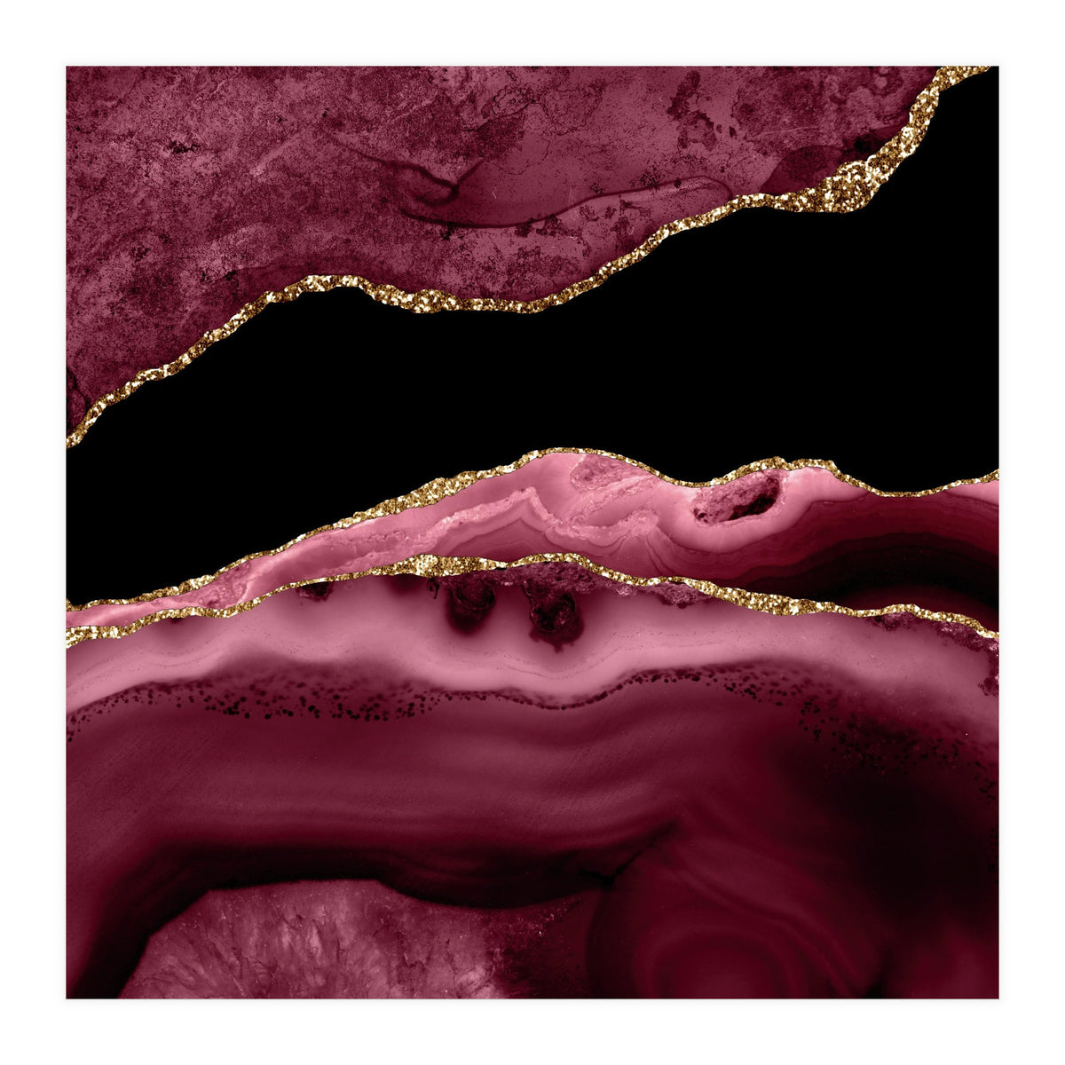 Burgundy & Gold Agate Texture 13  (Print Only)