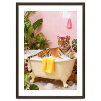 Leopard in Bathtub, Surreal Bathroom Scene