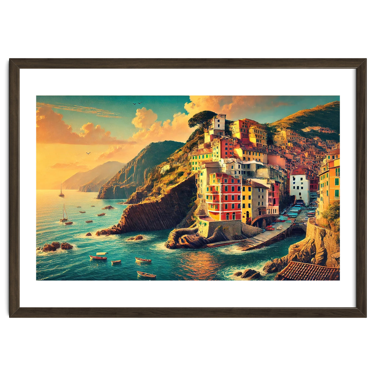 Vintage Cinque Terre Poster, Italy