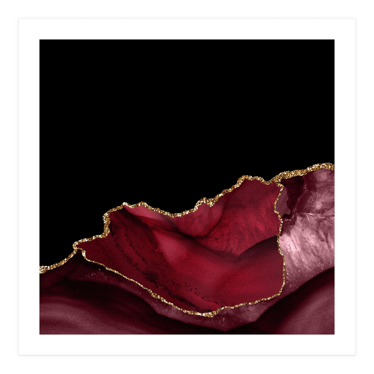 Burgundy & Gold Agate Texture 06  (Print Only)