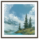 Ethereal Alpine River Valley with Snow-Capped Mountains thumbnail
