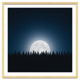 Midnight Serenity: Full Moon Over Forest Silhouettes thumbnail