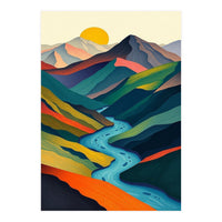 Minimalist Mountain River Landscape (Print Only)