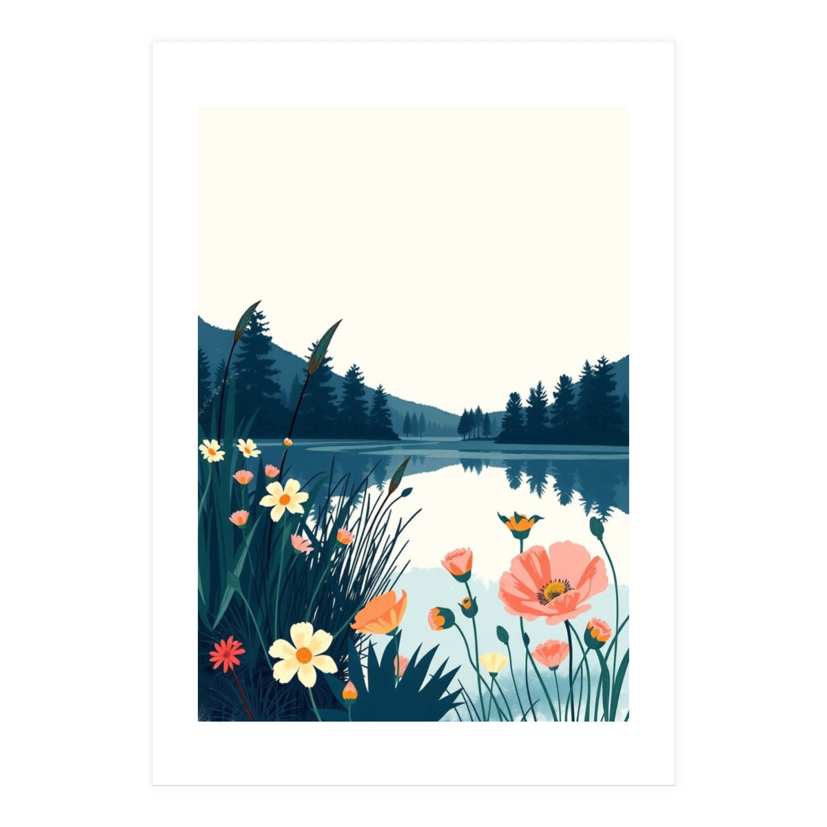 Nature Lake Calm Botanical (Print Only)