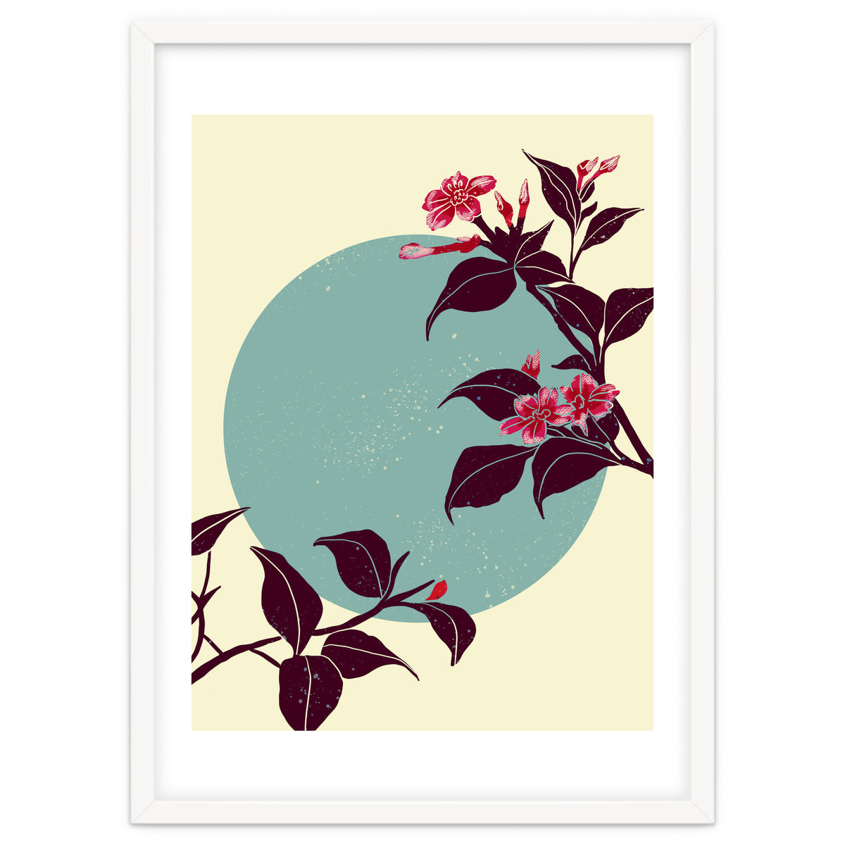 Pink flowers on a blue moon