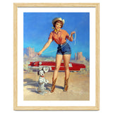 Pinup Cowgirl Showing A New Dog Trick thumbnail
