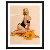 Pinup Woman Is Posing On A Beach thumbnail