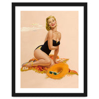 Pinup Woman Is Posing On A Beach