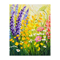Sun-Drenched Wildflower Meadow Oil Painting (Print Only)