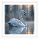 Graceful Swan Floating On Calm Water thumbnail