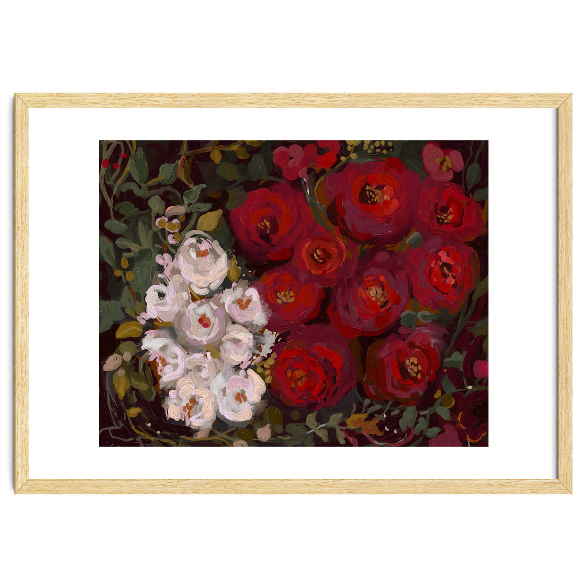 Vintage oil painted moody romantic Roses