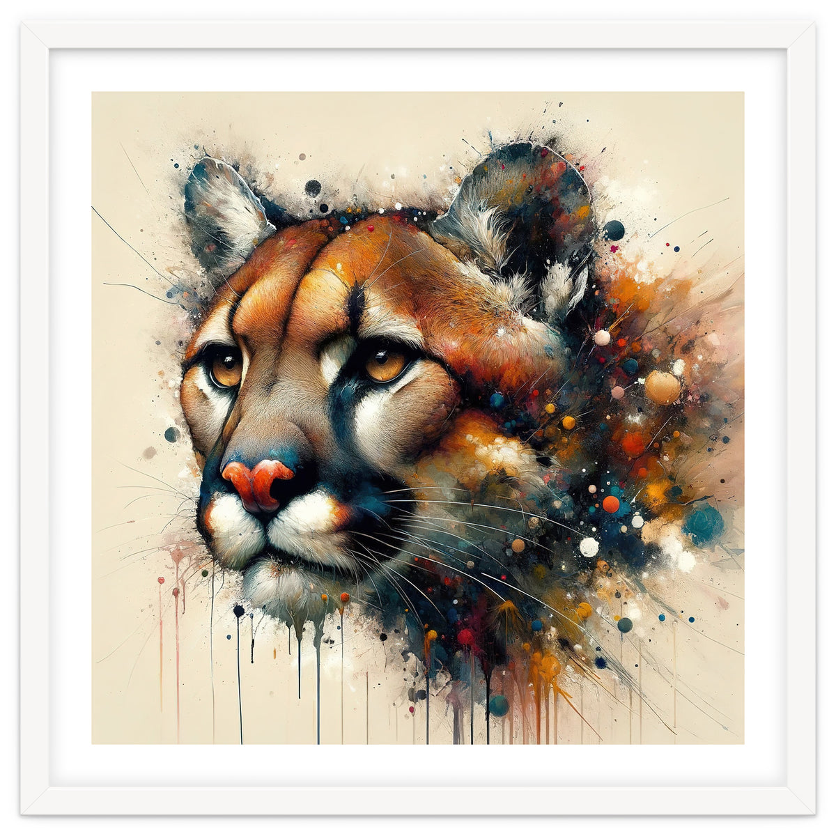 Watercolor Cougar Portrait