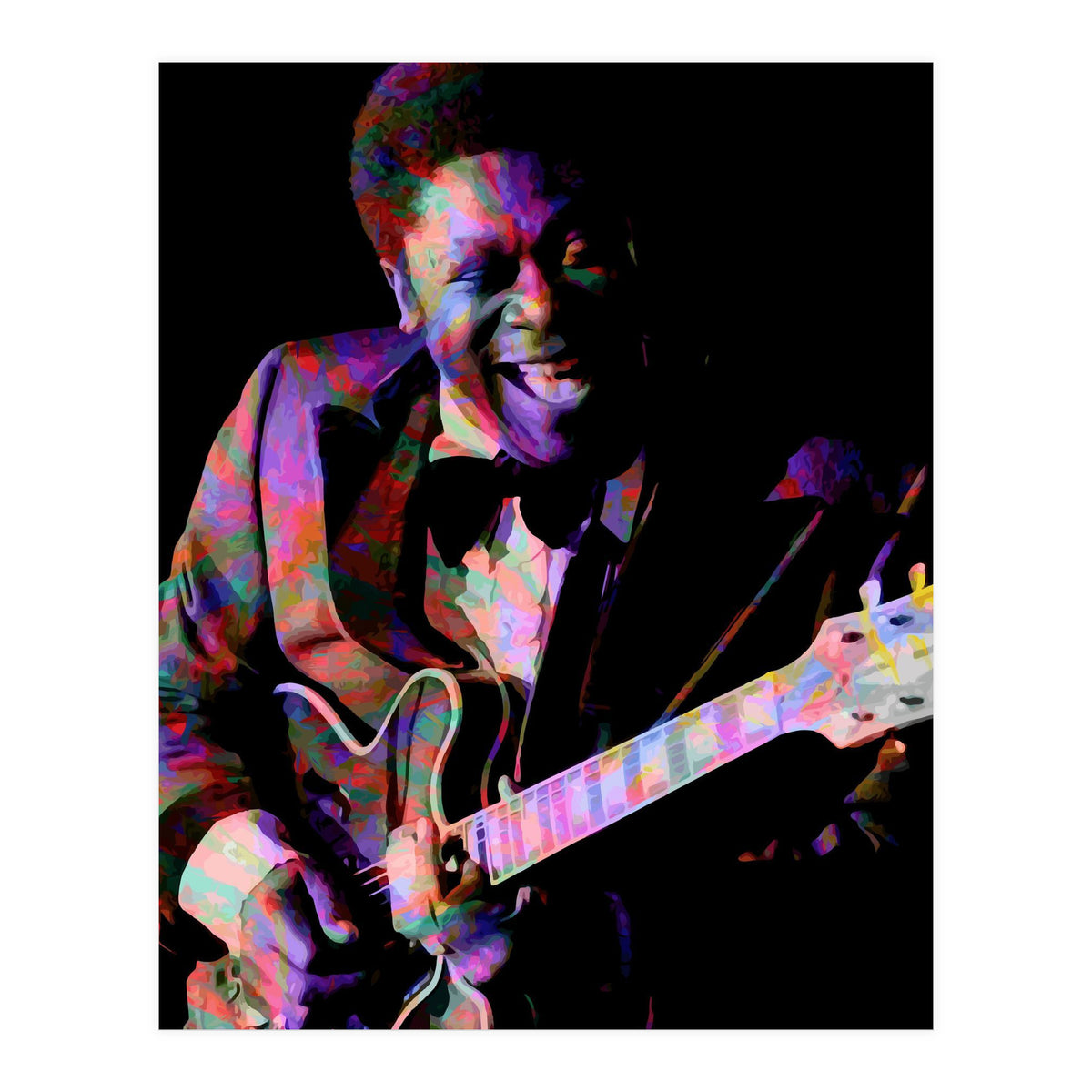 BB King. King Blues Guitarist. Blues Musician Legend Colorful (Print Only)