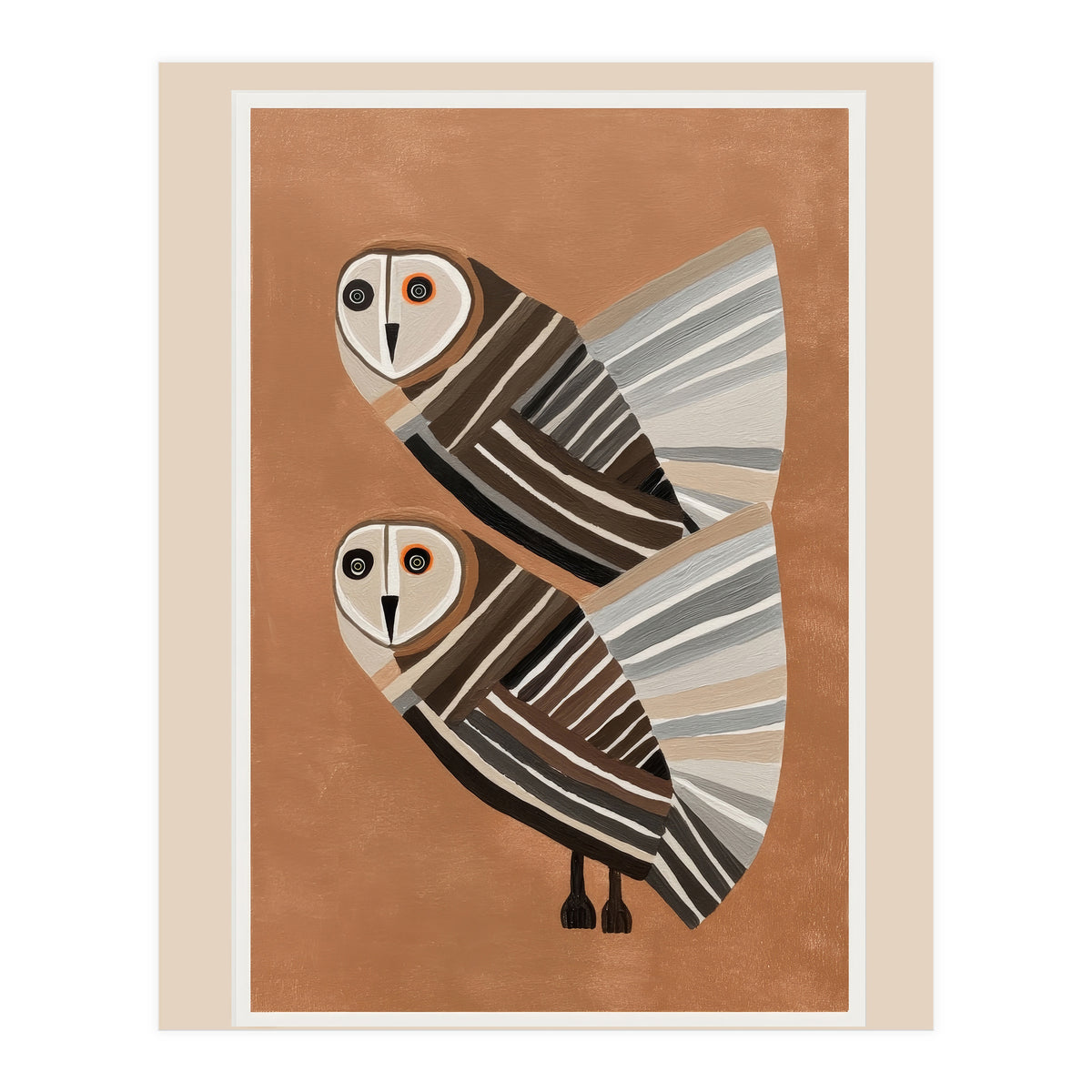 Striped Owl Pair (Print Only)