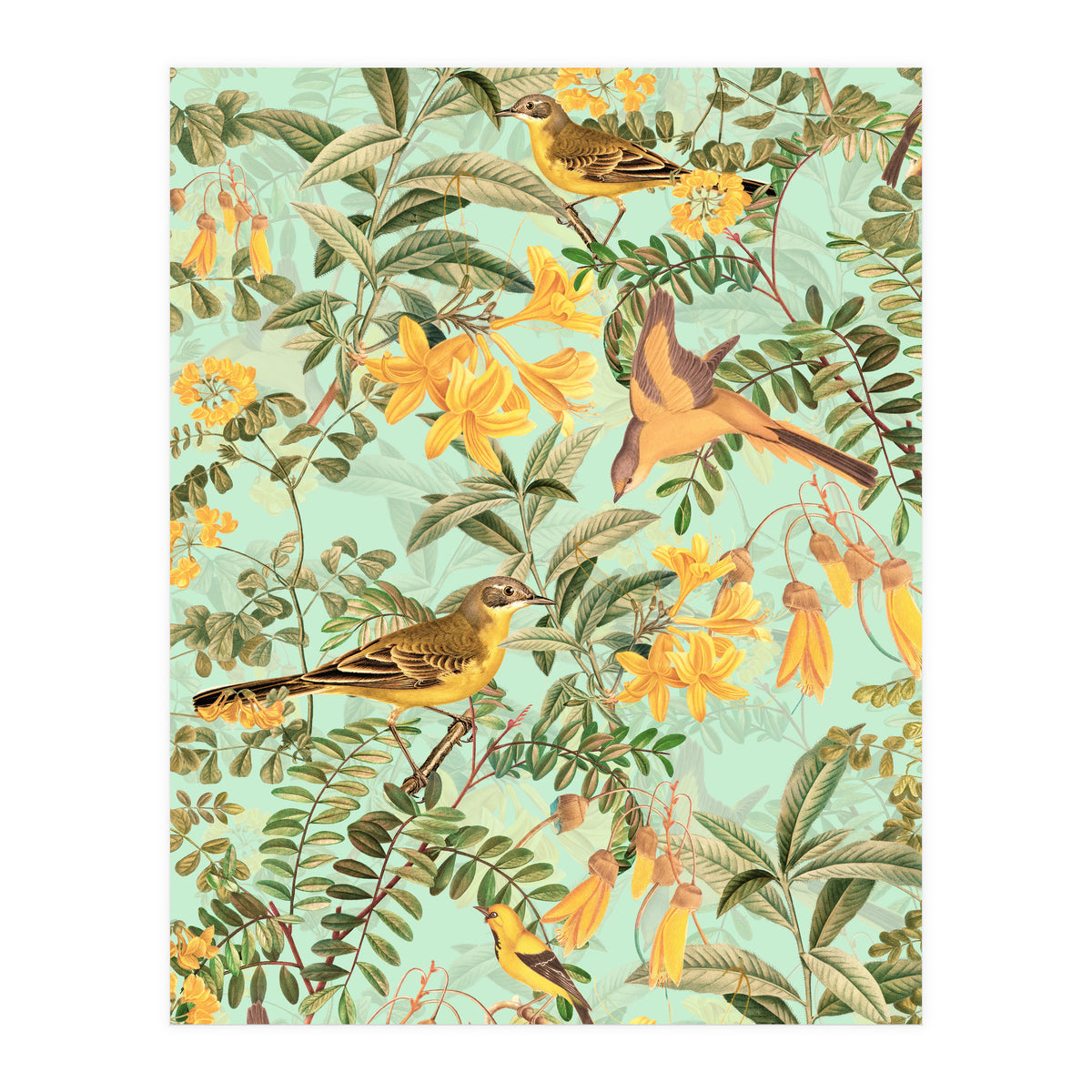 Yellow Birds in Tropical Jungle Paradise (Print Only)