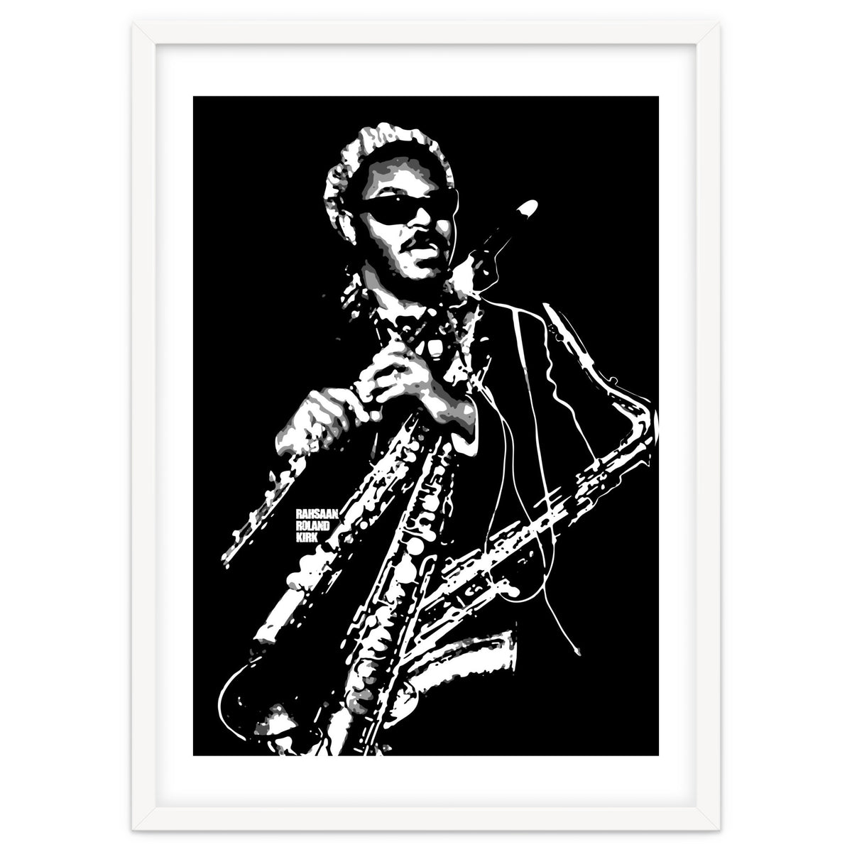 Rahsaan Roland Kirk American Jazz Multi-Instrumentalist in Grayscale