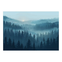 Misty Evergreen Forest: Moody Atmospheric Landscape (Print Only)