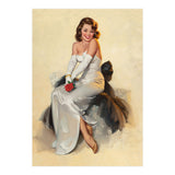 Smiling Young Woman Posing With Flower (Print Only) thumbnail