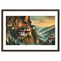 Vintage Bhutan, Mountain Monasteries Poster